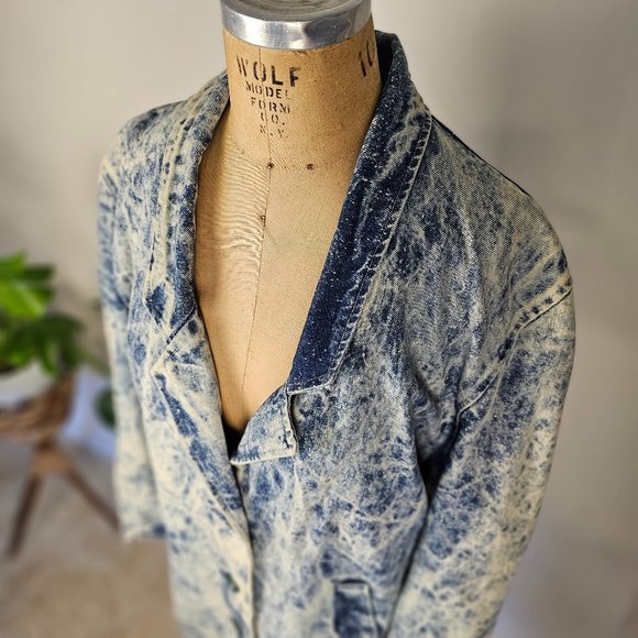 80's Trench Acid Wash Jean Jacket - Picture 2 of 9